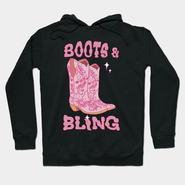 Boots and Bling pink Cowgirl Hoodie by Apescribbles